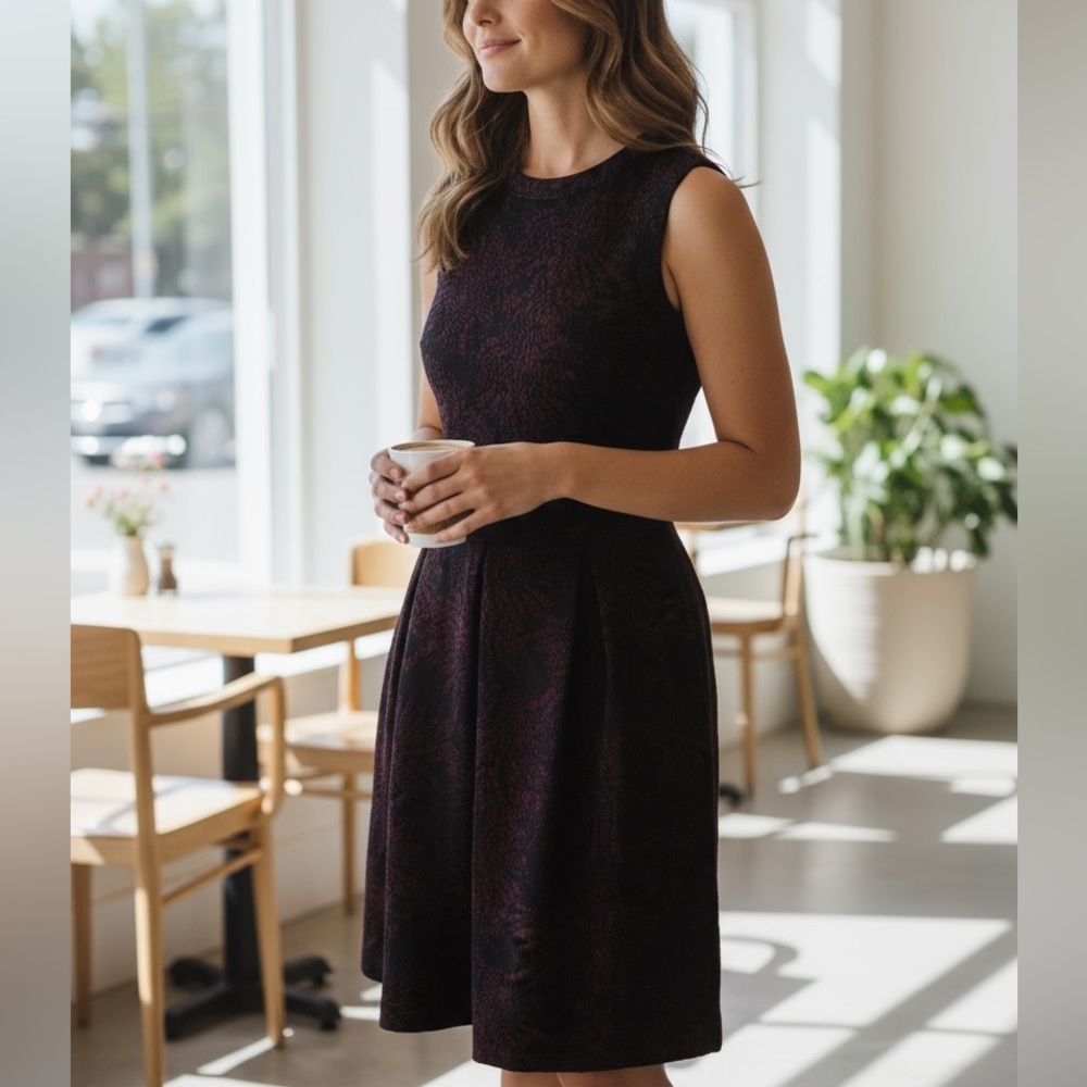 Elegant Black with motif Sleeveless Dress